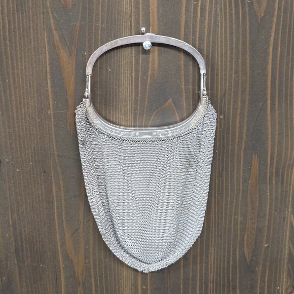 Antique Mesh Purse – Hinged Frame, Engraved Design Likely German Silver Unmarked - Picture 2 of 13